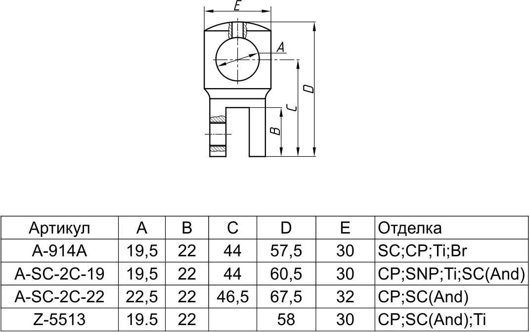 A-SC-2C-22 крепеж штанга- стекло 19мм глухое SC(And)?>