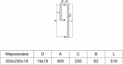 A-L-2850 ручка двухсторонняя 500х250х19 BM?>