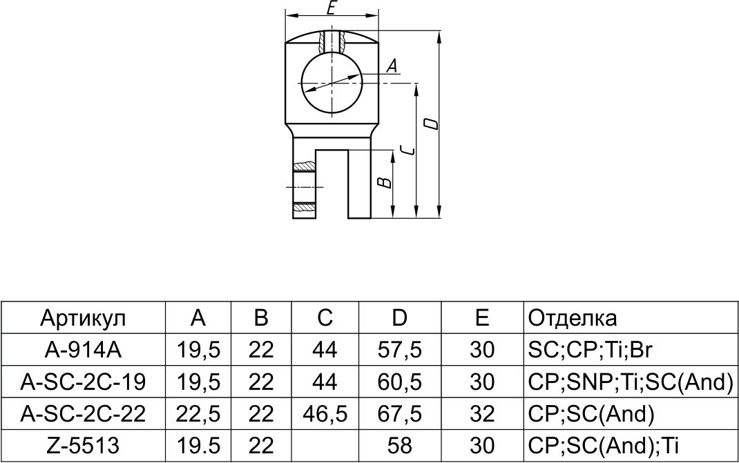 A-SC-2C-19 крепеж штанга- стекло 19мм глухое SC(And)?>