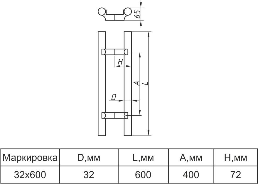 A-DH-11 ручка 32х600 SSS?>