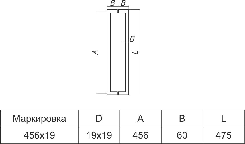 A-L-2856 ручка двухсторонняя 456х19 (Нерж) BM?>